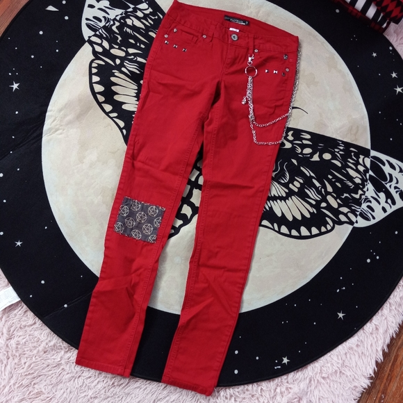 Current size 14-15 inch flat waist goth skinny jeans (3-7) some custom some reg - Picture 4 of 16